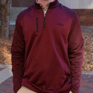 CALLAWAY Burgundy ¾ Zip Mock Neck Pull-Over Golf | Peformance Jacket Men's SZ XL